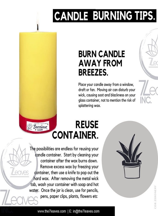 7LEAVES INC. 7LEAVES INC® - Beeswax 600g Handmade Pillar Candle, 6" inch Pure Natural Beeswax Pillar Candle (3"x 6") Purifies The air, relieves Stress, Candle for Good Health (BEESWAX600G) - Image 4